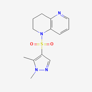 molecular formula C13H16N4O2S B6975558 1-(1,5-dimethylpyrazol-4-yl)sulfonyl-3,4-dihydro-2H-1,5-naphthyridine 