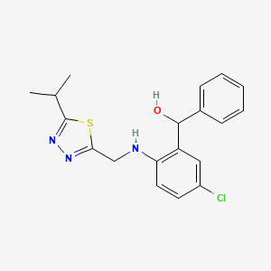 molecular formula C19H20ClN3OS B6975662 [5-Chloro-2-[(5-propan-2-yl-1,3,4-thiadiazol-2-yl)methylamino]phenyl]-phenylmethanol 