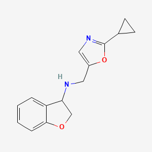 molecular formula C15H16N2O2 B6975691 N-[(2-cyclopropyl-1,3-oxazol-5-yl)methyl]-2,3-dihydro-1-benzofuran-3-amine 