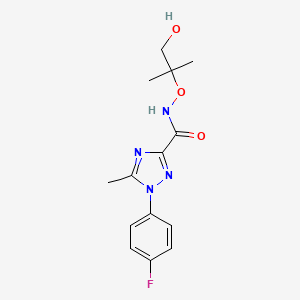 molecular formula C14H17FN4O3 B6975759 1-(4-fluorophenyl)-N-(1-hydroxy-2-methylpropan-2-yl)oxy-5-methyl-1,2,4-triazole-3-carboxamide 