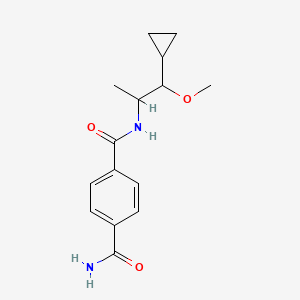 molecular formula C15H20N2O3 B6975793 4-N-(1-cyclopropyl-1-methoxypropan-2-yl)benzene-1,4-dicarboxamide 