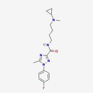 molecular formula C18H24FN5O B6975816 N-[4-[cyclopropyl(methyl)amino]butyl]-1-(4-fluorophenyl)-5-methyl-1,2,4-triazole-3-carboxamide 