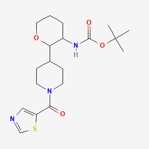 molecular formula C19H29N3O4S B6975840 tert-butyl N-[2-[1-(1,3-thiazole-5-carbonyl)piperidin-4-yl]oxan-3-yl]carbamate 