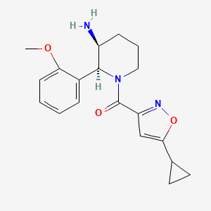 molecular formula C19H23N3O3 B6975884 [(2S,3S)-3-amino-2-(2-methoxyphenyl)piperidin-1-yl]-(5-cyclopropyl-1,2-oxazol-3-yl)methanone 