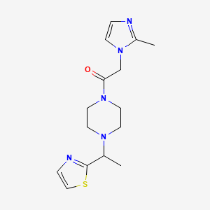 molecular formula C15H21N5OS B6975920 2-(2-Methylimidazol-1-yl)-1-[4-[1-(1,3-thiazol-2-yl)ethyl]piperazin-1-yl]ethanone 