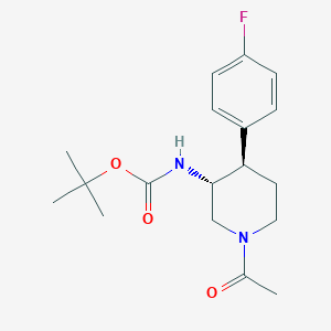 molecular formula C18H25FN2O3 B6975949 tert-butyl N-[(3R,4R)-1-acetyl-4-(4-fluorophenyl)piperidin-3-yl]carbamate 