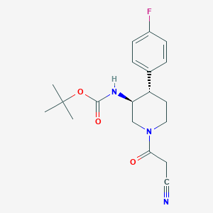 molecular formula C19H24FN3O3 B6975955 tert-butyl N-[(3S,4S)-1-(2-cyanoacetyl)-4-(4-fluorophenyl)piperidin-3-yl]carbamate 