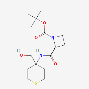 molecular formula C15H26N2O4S B6975970 tert-butyl (2R)-2-[[4-(hydroxymethyl)thian-4-yl]carbamoyl]azetidine-1-carboxylate 