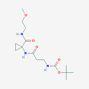 molecular formula C15H27N3O5 B6975990 tert-butyl N-[3-[[1-(2-methoxyethylcarbamoyl)cyclopropyl]amino]-3-oxopropyl]carbamate 