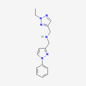 molecular formula C15H18N6 B6976035 N-[(2-ethyltriazol-4-yl)methyl]-1-(1-phenylpyrazol-3-yl)methanamine 