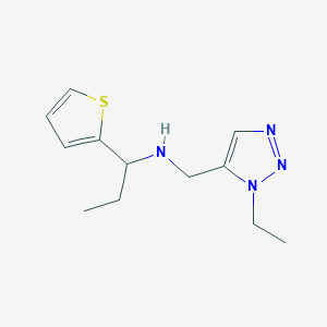 molecular formula C12H18N4S B6976066 N-[(3-ethyltriazol-4-yl)methyl]-1-thiophen-2-ylpropan-1-amine 