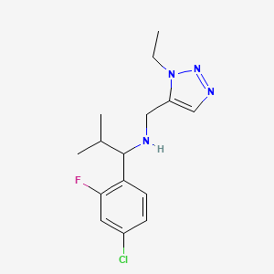 molecular formula C15H20ClFN4 B6976078 1-(4-chloro-2-fluorophenyl)-N-[(3-ethyltriazol-4-yl)methyl]-2-methylpropan-1-amine 