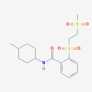 molecular formula C17H25NO5S2 B6976168 N-(4-methylcyclohexyl)-2-(2-methylsulfonylethylsulfonyl)benzamide 