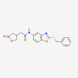 N-(2-benzylsulfanyl-1,3-benzoxazol-5-yl)-2-(5-oxooxolan-3-yl)acetamide