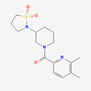 molecular formula C16H23N3O3S B6976259 (5,6-Dimethylpyridin-2-yl)-[3-(1,1-dioxo-1,2-thiazolidin-2-yl)piperidin-1-yl]methanone 