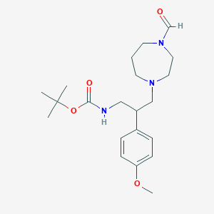 molecular formula C21H33N3O4 B6976261 tert-butyl N-[3-(4-formyl-1,4-diazepan-1-yl)-2-(4-methoxyphenyl)propyl]carbamate 