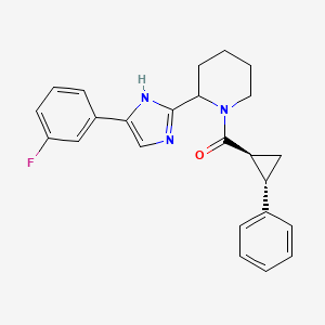 molecular formula C24H24FN3O B6976263 [2-[5-(3-fluorophenyl)-1H-imidazol-2-yl]piperidin-1-yl]-[(1S,2S)-2-phenylcyclopropyl]methanone 