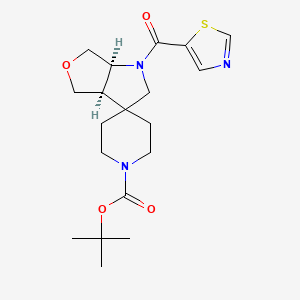 molecular formula C19H27N3O4S B6976277 tert-butyl (3aR,6aS)-1-(1,3-thiazole-5-carbonyl)spiro[3a,4,6,6a-tetrahydro-2H-furo[3,4-b]pyrrole-3,4'-piperidine]-1'-carboxylate 