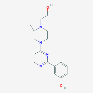 molecular formula C18H24N4O2 B6976300 3-[4-[4-(2-Hydroxyethyl)-3,3-dimethylpiperazin-1-yl]pyrimidin-2-yl]phenol 