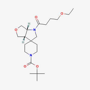 molecular formula C21H36N2O5 B6976310 tert-butyl (3aS,6aR)-1-(4-ethoxybutanoyl)spiro[3a,4,6,6a-tetrahydro-2H-furo[3,4-b]pyrrole-3,4'-piperidine]-1'-carboxylate 