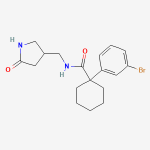 molecular formula C18H23BrN2O2 B6976318 1-(3-bromophenyl)-N-[(5-oxopyrrolidin-3-yl)methyl]cyclohexane-1-carboxamide 