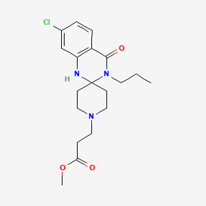 molecular formula C19H26ClN3O3 B6976386 methyl 3-(7-chloro-4-oxo-3-propylspiro[1H-quinazoline-2,4'-piperidine]-1'-yl)propanoate 