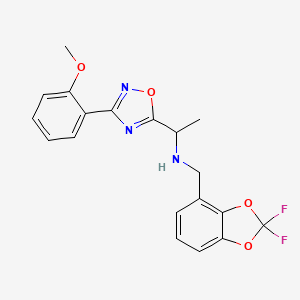 molecular formula C19H17F2N3O4 B6976400 N-[(2,2-difluoro-1,3-benzodioxol-4-yl)methyl]-1-[3-(2-methoxyphenyl)-1,2,4-oxadiazol-5-yl]ethanamine 