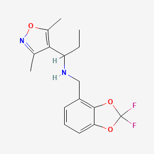 N-[(2,2-difluoro-1,3-benzodioxol-4-yl)methyl]-1-(3,5-dimethyl-1,2-oxazol-4-yl)propan-1-amine