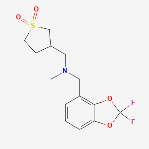 molecular formula C14H17F2NO4S B6976407 N-[(2,2-difluoro-1,3-benzodioxol-4-yl)methyl]-1-(1,1-dioxothiolan-3-yl)-N-methylmethanamine 