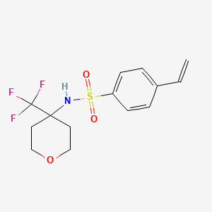 molecular formula C14H16F3NO3S B6976419 4-ethenyl-N-[4-(trifluoromethyl)oxan-4-yl]benzenesulfonamide 