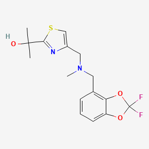 molecular formula C16H18F2N2O3S B6976434 2-[4-[[(2,2-Difluoro-1,3-benzodioxol-4-yl)methyl-methylamino]methyl]-1,3-thiazol-2-yl]propan-2-ol 