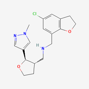 N-[(5-chloro-2,3-dihydro-1-benzofuran-7-yl)methyl]-1-[(2R,3S)-2-(1-methylpyrazol-4-yl)oxolan-3-yl]methanamine