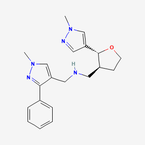 molecular formula C20H25N5O B6976446 N-[(1-methyl-3-phenylpyrazol-4-yl)methyl]-1-[(2R,3S)-2-(1-methylpyrazol-4-yl)oxolan-3-yl]methanamine 