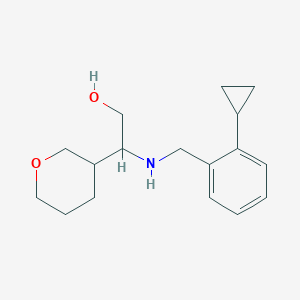 molecular formula C17H25NO2 B6976468 2-[(2-Cyclopropylphenyl)methylamino]-2-(oxan-3-yl)ethanol 