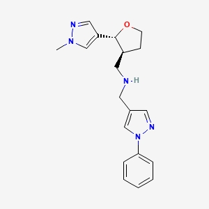 molecular formula C19H23N5O B6976472 1-[(2R,3S)-2-(1-methylpyrazol-4-yl)oxolan-3-yl]-N-[(1-phenylpyrazol-4-yl)methyl]methanamine 