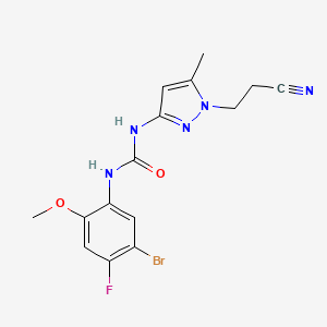 molecular formula C15H15BrFN5O2 B6976570 1-(5-Bromo-4-fluoro-2-methoxyphenyl)-3-[1-(2-cyanoethyl)-5-methylpyrazol-3-yl]urea 