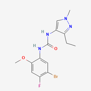 molecular formula C14H16BrFN4O2 B6976581 1-(5-Bromo-4-fluoro-2-methoxyphenyl)-3-(3-ethyl-1-methylpyrazol-4-yl)urea 