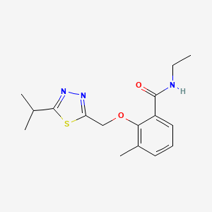 molecular formula C16H21N3O2S B6976687 N-ethyl-3-methyl-2-[(5-propan-2-yl-1,3,4-thiadiazol-2-yl)methoxy]benzamide 