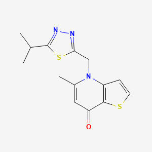 5-Methyl-4-[(5-propan-2-yl-1,3,4-thiadiazol-2-yl)methyl]thieno[3,2-b]pyridin-7-one