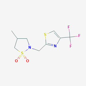 molecular formula C9H11F3N2O2S2 B6976723 4-Methyl-2-[[4-(trifluoromethyl)-1,3-thiazol-2-yl]methyl]-1,2-thiazolidine 1,1-dioxide 