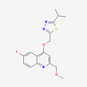 2-[[6-Fluoro-2-(methoxymethyl)quinolin-4-yl]oxymethyl]-5-propan-2-yl-1,3,4-thiadiazole