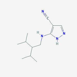 molecular formula C12H20N4 B6976728 5-[(3-methyl-2-propan-2-ylbutyl)amino]-1H-pyrazole-4-carbonitrile 