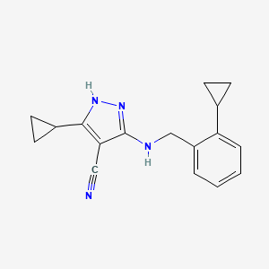 5-cyclopropyl-3-[(2-cyclopropylphenyl)methylamino]-1H-pyrazole-4-carbonitrile