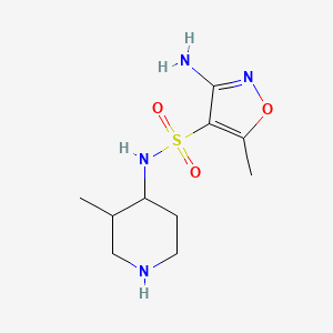 molecular formula C10H18N4O3S B6976786 3-amino-5-methyl-N-(3-methylpiperidin-4-yl)-1,2-oxazole-4-sulfonamide 