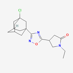 molecular formula C18H24ClN3O2 B6976805 4-[3-(3-Chloro-1-adamantyl)-1,2,4-oxadiazol-5-yl]-1-ethylpyrrolidin-2-one 