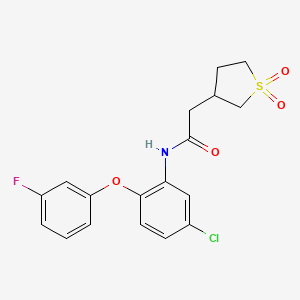 molecular formula C18H17ClFNO4S B6976841 N-[5-chloro-2-(3-fluorophenoxy)phenyl]-2-(1,1-dioxothiolan-3-yl)acetamide 