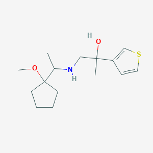 molecular formula C15H25NO2S B6976894 1-[1-(1-Methoxycyclopentyl)ethylamino]-2-thiophen-3-ylpropan-2-ol 