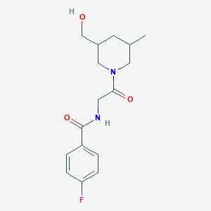 4-fluoro-N-[2-[3-(hydroxymethyl)-5-methylpiperidin-1-yl]-2-oxoethyl]benzamide