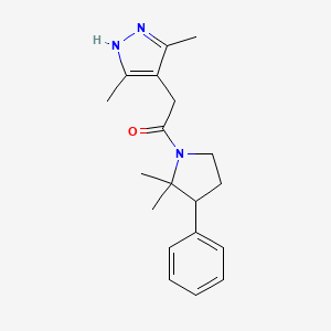 molecular formula C19H25N3O B6976969 1-(2,2-dimethyl-3-phenylpyrrolidin-1-yl)-2-(3,5-dimethyl-1H-pyrazol-4-yl)ethanone 