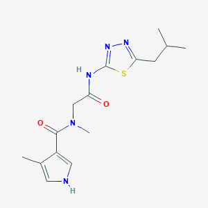 molecular formula C15H21N5O2S B6977050 N,4-dimethyl-N-[2-[[5-(2-methylpropyl)-1,3,4-thiadiazol-2-yl]amino]-2-oxoethyl]-1H-pyrrole-3-carboxamide 